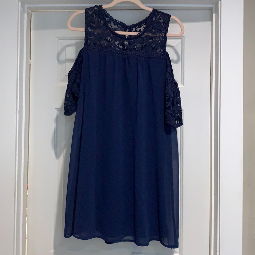 “As you wish” navy cold shoulder dress size XL